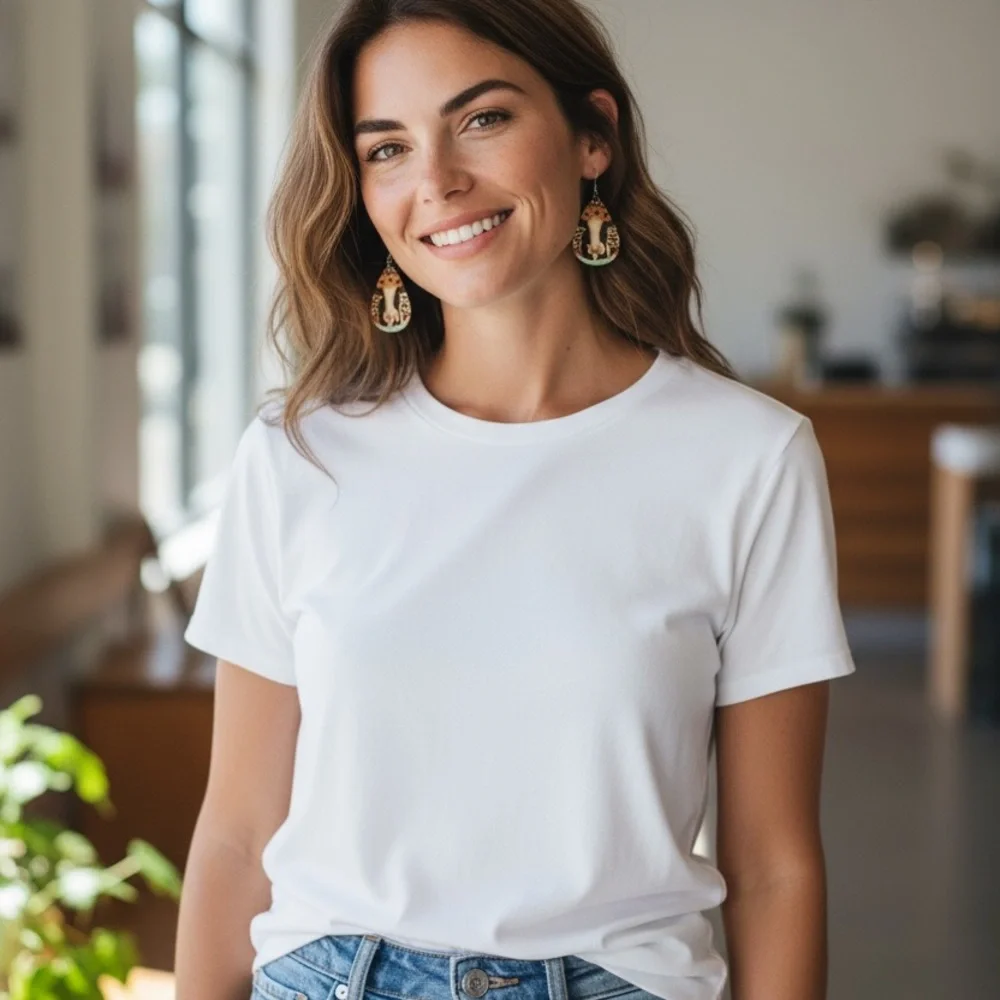 Western Cow & Floral Animal Print Teardrop Earrings